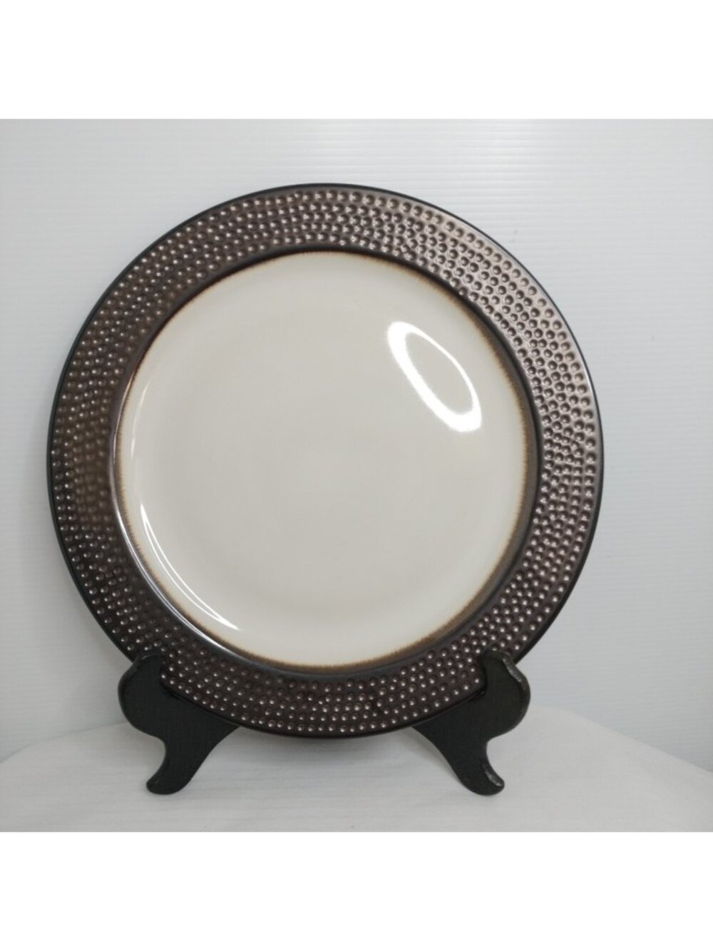 Threshold ROYAL ABBEY Copper Stoneware Embossed Dots Rim 10.5 DinnerPlates Set 4